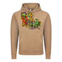 Louisiana Map With Mardi Gras Crocodile Vintage Hoodie | Teevron