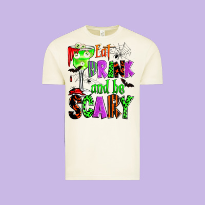 Eat Drink And Be Scary Vintage Tee Designed By Zillion Design Studio