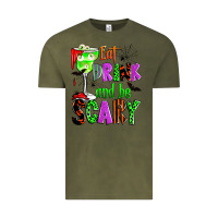 Vintage Olive eat drink and be scary Vintage Tee - Zillion Design Studio