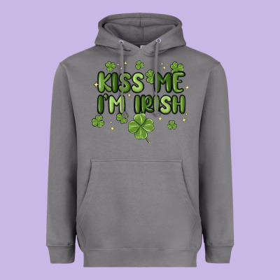 Kiss Me I'm Irish Heavyweight Hoodie Designed By Maliassmallbusiness
