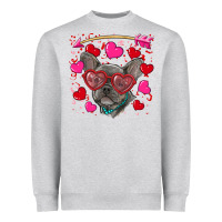 Heather Grey valentine's day french bulldog puppy Heavyweight Sweatshirt - RanaPortraitStore