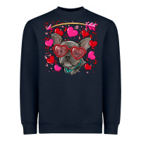 Navy valentine's day french bulldog puppy Heavyweight Sweatshirt - RanaPortraitStore