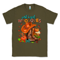 Army Green jusr a girl who loves fall  cowgirl Classic Tee - AdoDesignShop