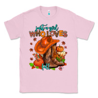 Bubblegum Pink jusr a girl who loves fall  cowgirl Classic Tee - AdoDesignShop