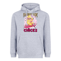 Heather Grey i'm just here for the chicks Heavyweight Hoodie - MaliasSmallBusiness