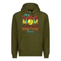 Army Green I'm a Softball mom we don't do that keep calm Premium Hoodie - BundleAndBundleShop