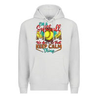 Dove Grey I'm a Softball mom we don't do that keep calm Premium Hoodie - BundleAndBundleShop