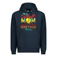 Navy I'm a Softball mom we don't do that keep calm Premium Hoodie - BundleAndBundleShop