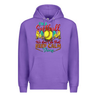 Purple I'm a Softball mom we don't do that keep calm Premium Hoodie - BundleAndBundleShop