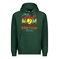 Sports Green I'm a Softball mom we don't do that keep calm Premium Hoodie - BundleAndBundleShop