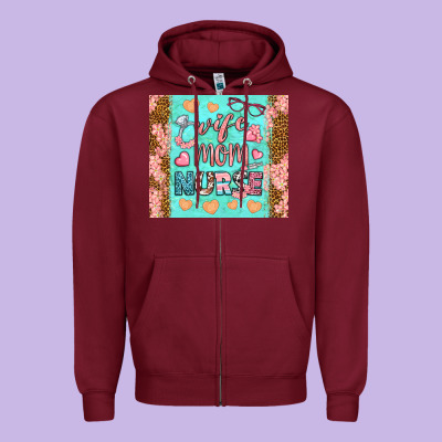 Wife Mom Nurse Tumbler Zipper Hoodie Designed By Bundleandbundleshop