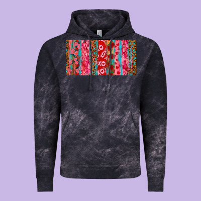 Vintage Hoodie Love brushstrokes xoxo leopard and turquoise
