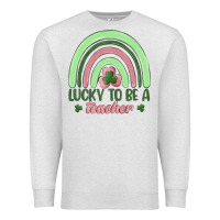 Oatmeal Heather lucky to be a teacher Premium Sweatshirt - MaliasSmallBusiness