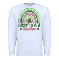 White lucky to be a teacher Premium Sweatshirt - MaliasSmallBusiness