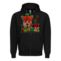 Black merry pawmas christmas yorkie Zipper Hoodie - Jasminsmagicworld