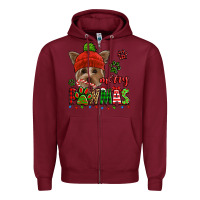 Burgundy merry pawmas christmas yorkie Zipper Hoodie - Jasminsmagicworld