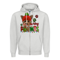 Dove Grey merry pawmas christmas yorkie Zipper Hoodie - Jasminsmagicworld