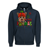 Navy merry pawmas christmas yorkie Zipper Hoodie - Jasminsmagicworld