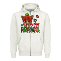 Oatmeal Heather merry pawmas christmas yorkie Zipper Hoodie - Jasminsmagicworld