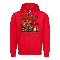 Red merry pawmas christmas yorkie Zipper Hoodie - Jasminsmagicworld