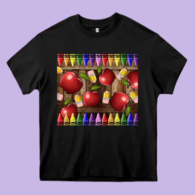 Crayons And Apples Heavy Core Tee Designed By Lillyallendesigns