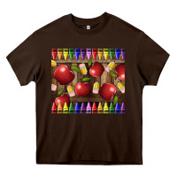 Chocolate Brown Crayons And Apples Heavy Core Tee - LillyAllenDesigns