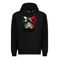 Black Mexican Mom Life Messy Bun Mama Premium Hoodie - BundleAndBundleShop