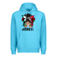 Ocean Blue Mexican Mom Life Messy Bun Mama Premium Hoodie - BundleAndBundleShop