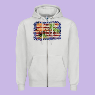 American Flag Halloween Background Zipper Hoodie Designed By Jahusdesignshop