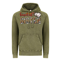 Vintage Olive baseball sister with leopard Vintage Hoodie - texasbilliewilder