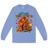 Colony Blue jusr a girl who loves fall  cowgirl Long Sleeve Tee - AdoDesignShop