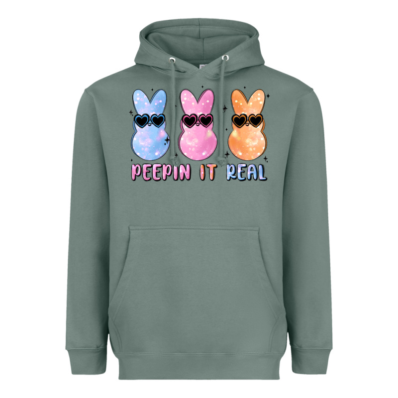 Peepin It Real Easter Glitter Heavyweight Hoodie by MaliasSmallBusiness | Teevron
