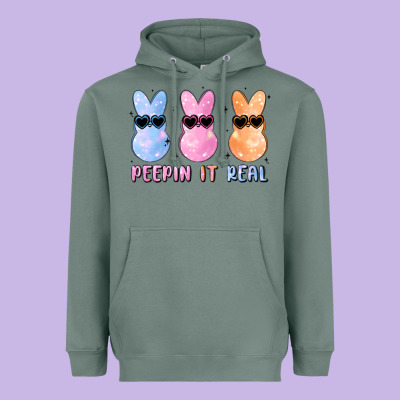 Peepin It Real Easter Glitter Heavyweight Hoodie Designed By Maliassmallbusiness