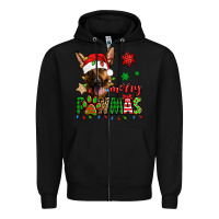 Black merry pawmas christmas german shepherd Zipper Hoodie - Jasminsmagicworld