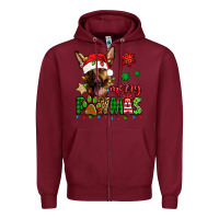 Burgundy merry pawmas christmas german shepherd Zipper Hoodie - Jasminsmagicworld
