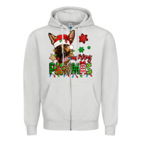 Dove Grey merry pawmas christmas german shepherd Zipper Hoodie - Jasminsmagicworld