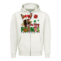 Oatmeal Heather merry pawmas christmas german shepherd Zipper Hoodie - Jasminsmagicworld