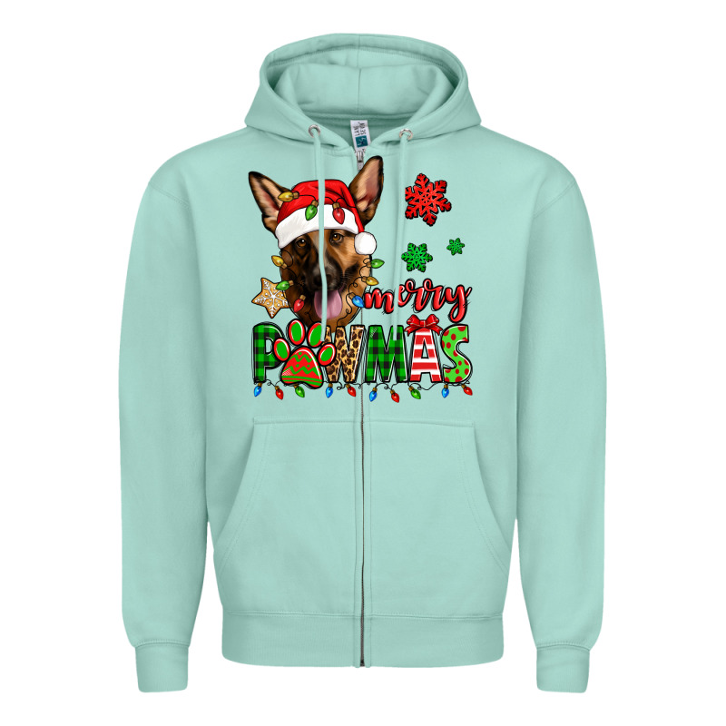 Merry Pawmas Christmas German Shepherd Zipper Hoodie by Jasminsmagicworld | Teevron