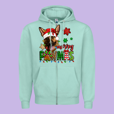 Merry Pawmas Christmas German Shepherd Zipper Hoodie Designed By Jasminsmagicworld