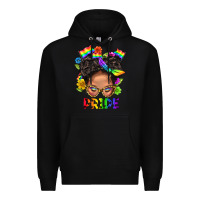 Black LGBTQ+ Messy Bun Mom Pride With Flower Premium Hoodie - BundleAndBundleShop