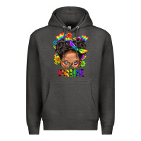 Charcoal Heather LGBTQ+ Messy Bun Mom Pride With Flower Premium Hoodie - BundleAndBundleShop