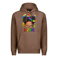 Chestnut LGBTQ+ Messy Bun Mom Pride With Flower Premium Hoodie - BundleAndBundleShop