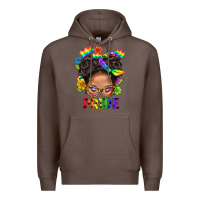 Coffee LGBTQ+ Messy Bun Mom Pride With Flower Premium Hoodie - BundleAndBundleShop