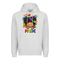 Dove Grey LGBTQ+ Messy Bun Mom Pride With Flower Premium Hoodie - BundleAndBundleShop