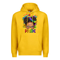 Lemon LGBTQ+ Messy Bun Mom Pride With Flower Premium Hoodie - BundleAndBundleShop
