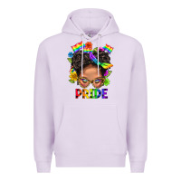 Lilac LGBTQ+ Messy Bun Mom Pride With Flower Premium Hoodie - BundleAndBundleShop