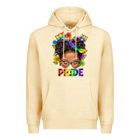 Pina Colada LGBTQ+ Messy Bun Mom Pride With Flower Premium Hoodie - BundleAndBundleShop