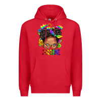 Red LGBTQ+ Messy Bun Mom Pride With Flower Premium Hoodie - BundleAndBundleShop