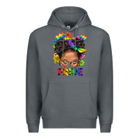 Rock LGBTQ+ Messy Bun Mom Pride With Flower Premium Hoodie - BundleAndBundleShop