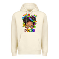 Sandshell LGBTQ+ Messy Bun Mom Pride With Flower Premium Hoodie - BundleAndBundleShop
